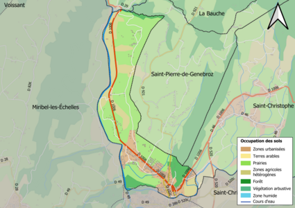 Carte en couleurs présentant l'occupation des sols.