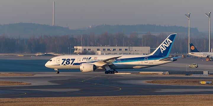 ANA (All Nippon Airways) Boeing 787-8 Dreamliner (reg. JA814A, msn 34493/69) at Munich Airport (IATA: MUC; ICAO: EDDM).