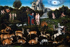 The Garden of Eden by Lucas Cranach der Ältere, a 16th-century German depiction of Eden