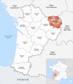 Lage des Départements Creuse in der Region Nouvelle-Aquitaine