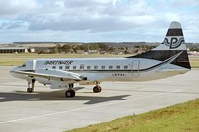 LN-PAA, le Convair 580 de Partnair impliqué dans l'accident, ici à l'aéroport d'Aberdeen en septembre 1987