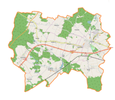 Mapa konturowa gminy Syców, blisko centrum na lewo znajduje się punkt z opisem „Dwór w Wojciechowie Wielkim”