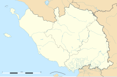 Mapa konturowa Wandei, po prawej nieco na dole znajduje się punkt z opisem „Saint-Aubin-la-Plaine”