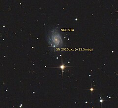 Die Supernova 2020uxz in der Galaxie NGC 514 (am 6. November 2020).