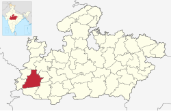 Location of Dhar district in Madhya Pradesh