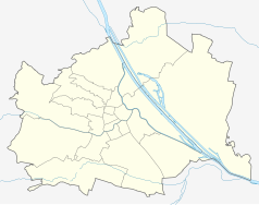 Mapa konturowa Wiednia, w centrum znajduje się punkt z opisem „WAC-Platz”