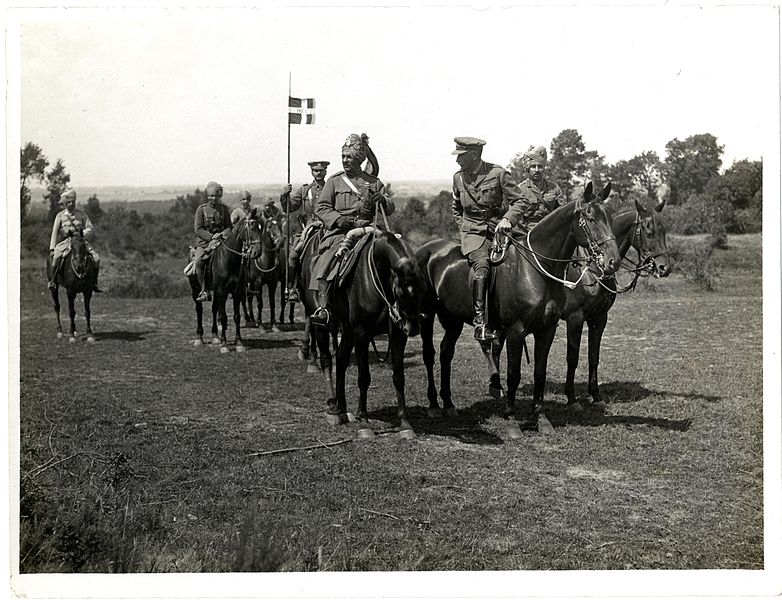 File:Gen. Remington, Sir Pertab Singh and the Rajah of Rutlam out riding in France (Linghem). Photographer- H. D. Girdwood. (13874211443).jpg