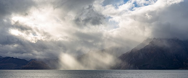 Sun over Lake Hawea, New Zealand