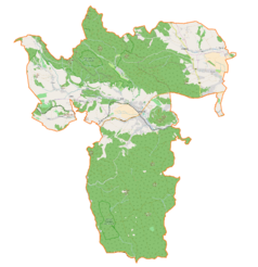 Mapa konturowa gminy Szczytna, u góry po prawej znajduje się punkt z opisem „Pałac w Wolanach(nieistniejący)”