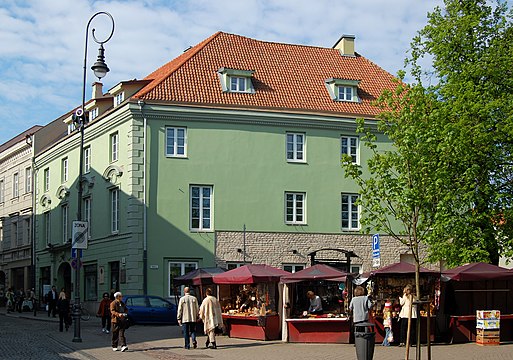 Large, green two-story building