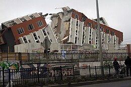 Collapsed building in Concepción.