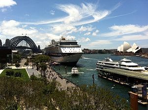 The Celebrity Millennium berthed at the Overseas Terminal, Circular Quay, Sydney.