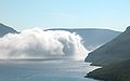 Cloud on the Hvannasund on the sea surface