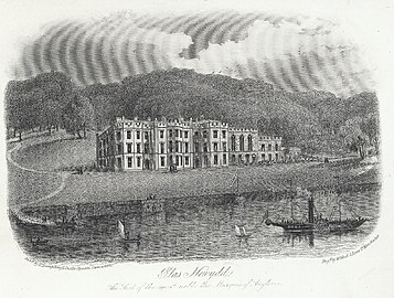 Plas Newydd, tua 1790 gan William Wood, tua 1768-1810