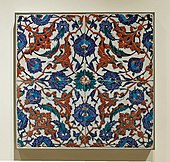 Panou format din plăci ceramice de Iznik, 1550-1600, în Luvru