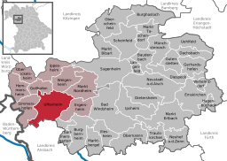 Läget för Uffenheim i Landkreis Neustadt an der Aisch-Bad Windsheim