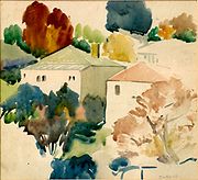 Watercolour landscape sketch, John Weeks, ca 1950