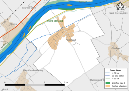 Carte des ZNIEFF de type 2 localisées sur la commune[Note 2].