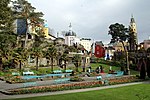 the central piazza, in the background are buildings of various architectural styles