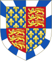 Beaufort arms (ancient, pre-King Henry IV): Royal arms of King Edward III within a bordure compony argent and azure