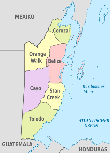 File:Belize, administrative divisions - de - colored.svg