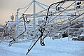 Durch Eisregen beschädigte Bahn-Fahrleitung (Unwetter im Februar 2014)