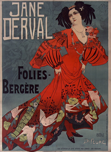 Jane Derval Folies-Bergère, affiche lithographiée (Paris, 1904)