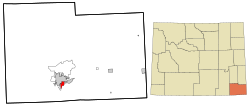 Location in Laramie County and the state of Wyoming.