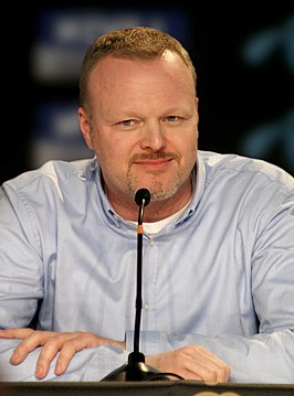 Stefan Raab op de persconferentie van het Eurovisiesongfestival in 2010