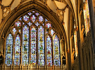 The Tree of Jesse or "Golden Window" on the west of Wells Cathedral (1340–45), using silver stain for its golden colour