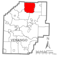 Map of Venango County, Pennsylvania highlighting Cherrytree Township