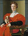 Bronzino : Portrait d'une Dame avec un petit chien