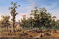 Image 32An Aboriginal encampment near the Adelaide foothills in an 1854 painting by Alexander Schramm (from Aboriginal Australians)