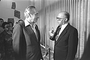 Shimon Peres en Menachem Begin in 1981