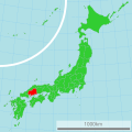 Map of Japan with highlight Hiroshima prefecture