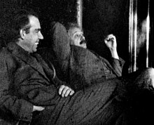 Niels Bohr i Albert Einstein debatent la teoria quàntica a casa d'Ehrenfest a Leiden (desembre 1925)