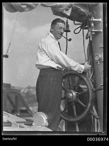 File:Count Felix Graf von Luckner at the wheel of SEETEUFEL (9608709603).jpg