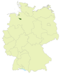 Map of Germany:Position of Bremen highlighted