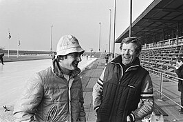 Lieuwe de Boer en Gauke Nijholt op de ijsbaan van Alkmaar in 1982