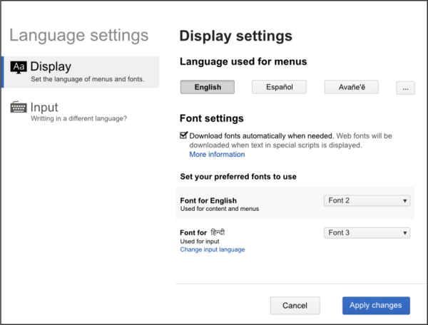 Display settings.