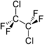 Structuurformule van dichloortetrafluorethaan