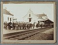 Station Purmerend in 1885 tijdens de ontvangst van Sinterklaas