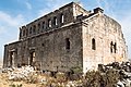 De l'extérieur, le chevet plat de l'église de Mushabbak (Syrie).