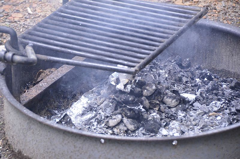 File:Cooking with charcoal outside a cabin Douthat State Park (28553742796).jpg