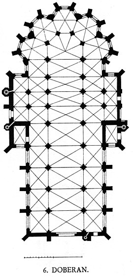 Planta de la iglesia (de Georg Dehio/Gustav von Bezold, Kirchliche Baukunst des Abendlandes. Stuttgart: Verlag der Cotta'schen Buchhandlung 1887-1901, Placa n.º 455).