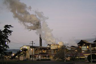 Gordonvale sugar mill at dusk