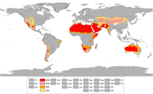 Distribució del clima semiàrid "B" mapa mundial