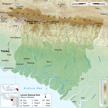 Map of Lorentz National Park