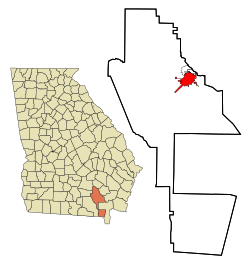 Location in Ware County and the state of Georgia