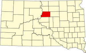 Map of South Dakota highlighting Potter County